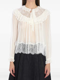 Self-Portrait Lace-Ruffled Blouse — White