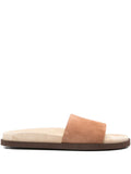 Brunello Cucinelli Suede Sandals — tan