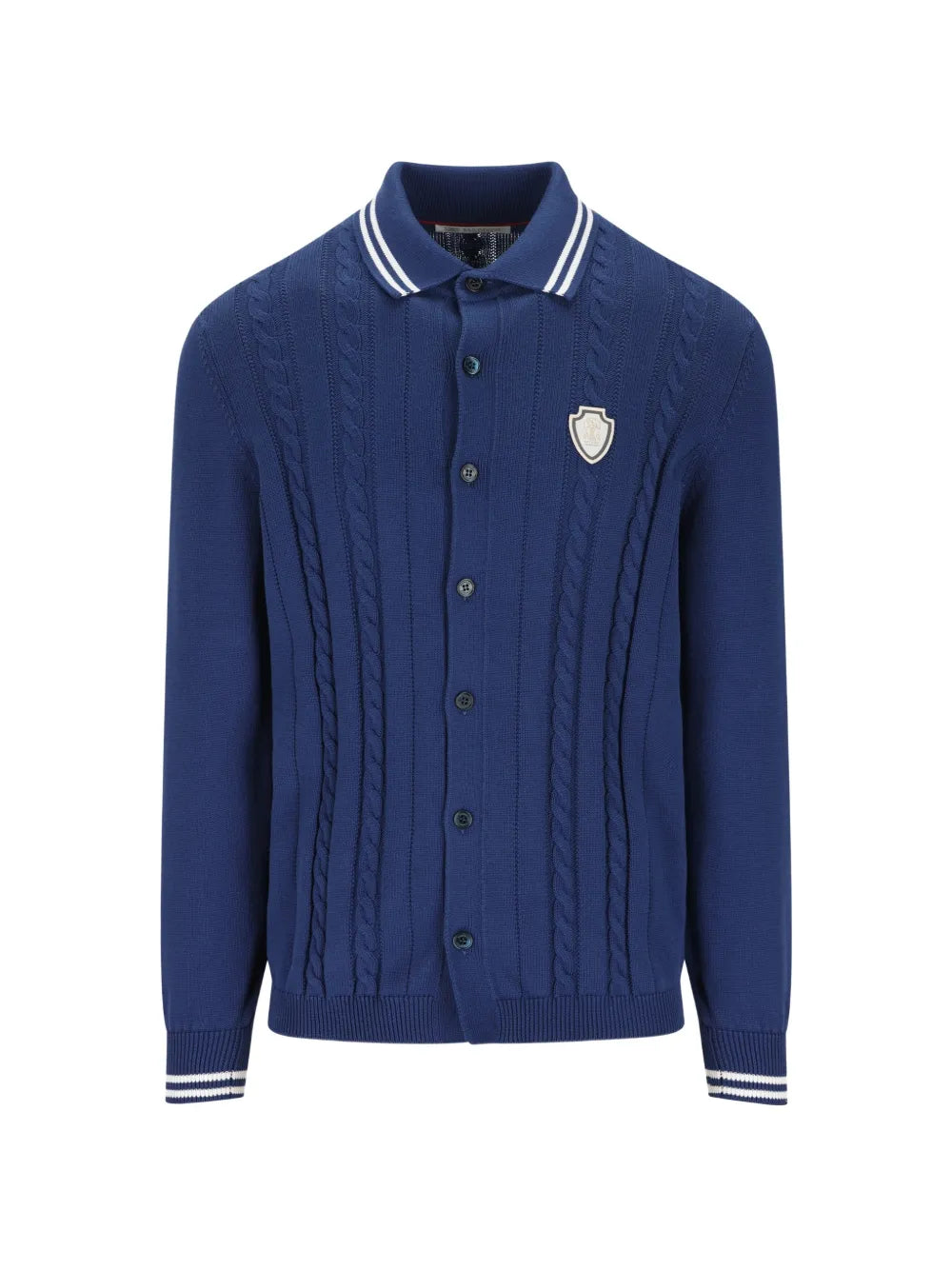 Brunello Cucinelli Cable-Knit Cardigan — Navy