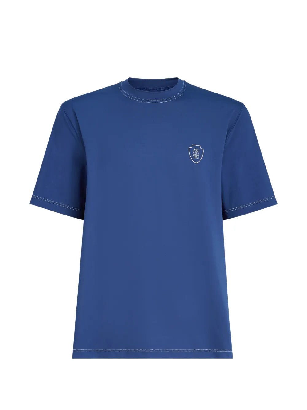 Brunello Cucinelli Logo-Embroidered Crew-Neck T-Shirt — Blue