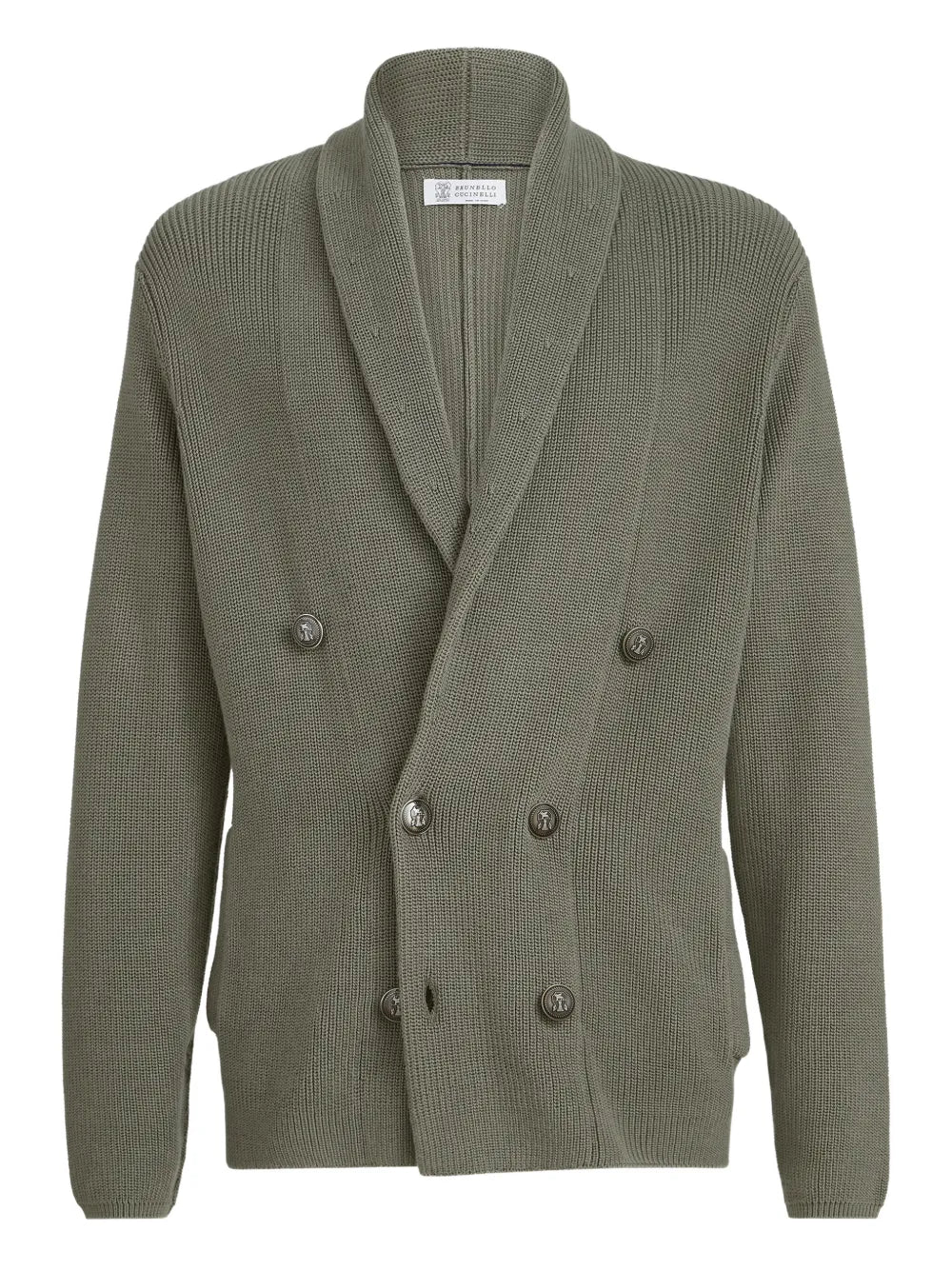 Brunello Cucinelli Ribbed Cotton Cardigan — Green