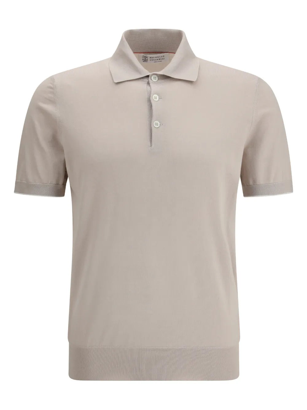 Brunello Cucinelli Cotton Knit Polo Shirt — Beige
