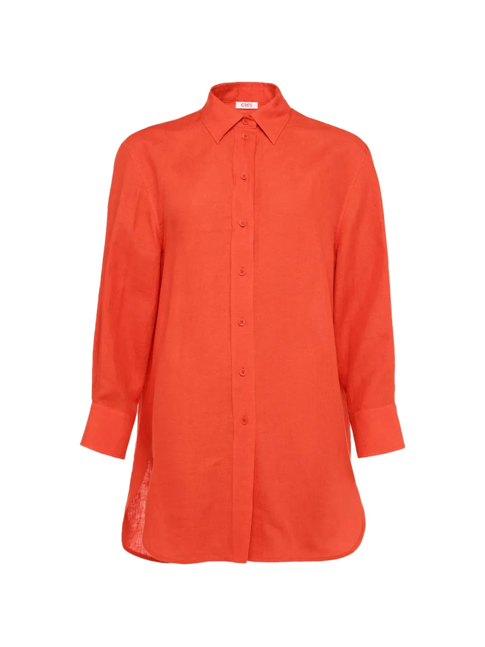Eres Linen Button-Front Shirt — Orange