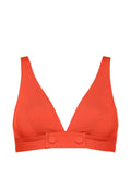 Eres V-Neck with Button Detail Bikini Top — Red