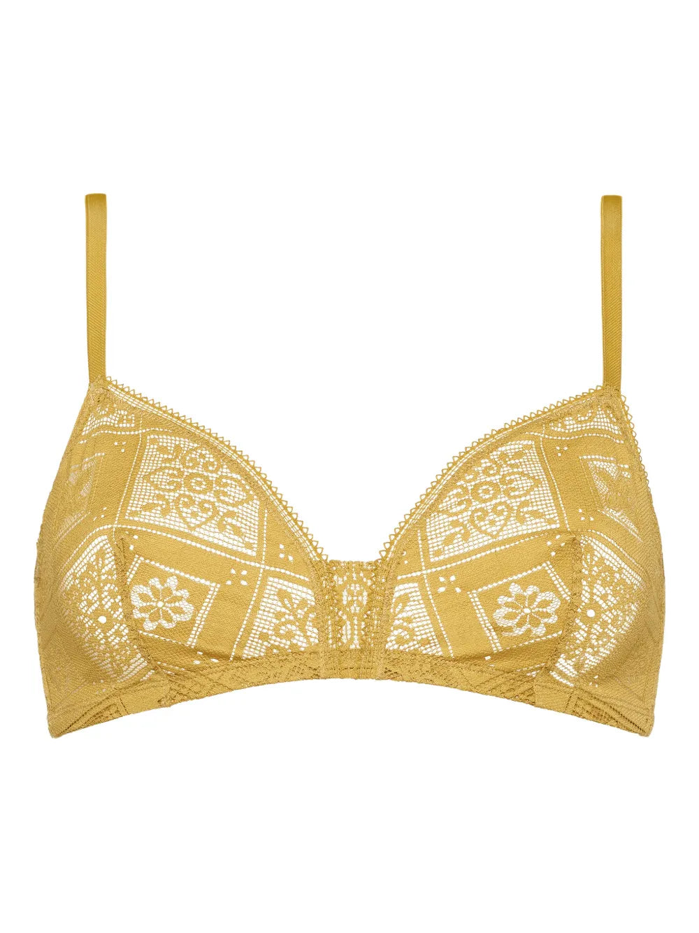 Eres Lace Wireless Triangle Bra — Yellow