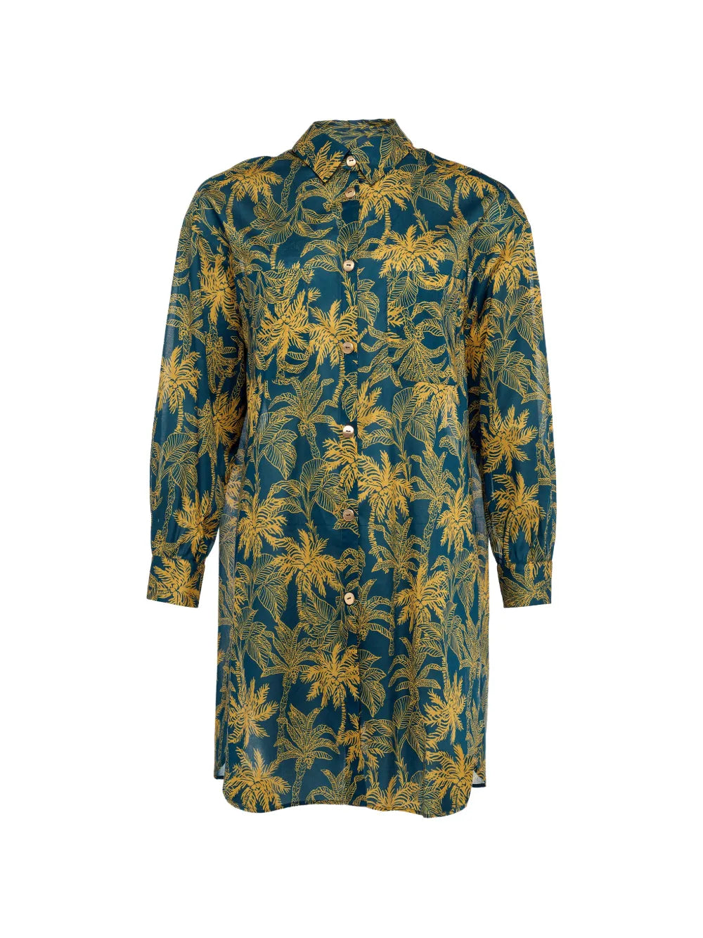 Eres Floral Print Shirt — Blue