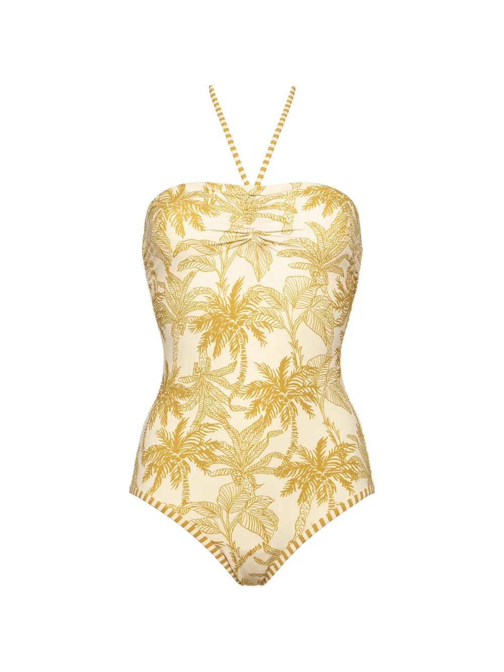 Eres Palm-Print Bustier Swimsuit — Gold