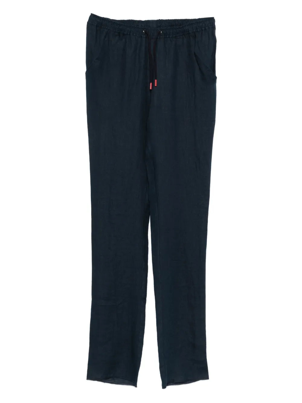 Kiton Drawstring-Waist Linen Trousers — Navy