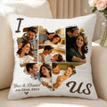Corazón Personalizado Fotos de Pareja Funda de Almohada con Nombre y Fecha Decoración del Hogar Día de San Valentín Regalo de Aniversario para Parejas