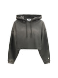 Golden Goose Cropped Cotton Hoodie — Gray