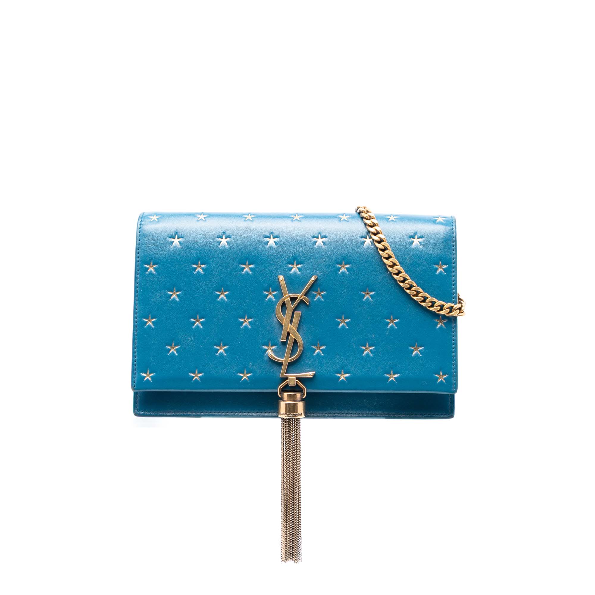 Calfskin Star Print Classic Monogram Kate Tassel Wallet on Chain