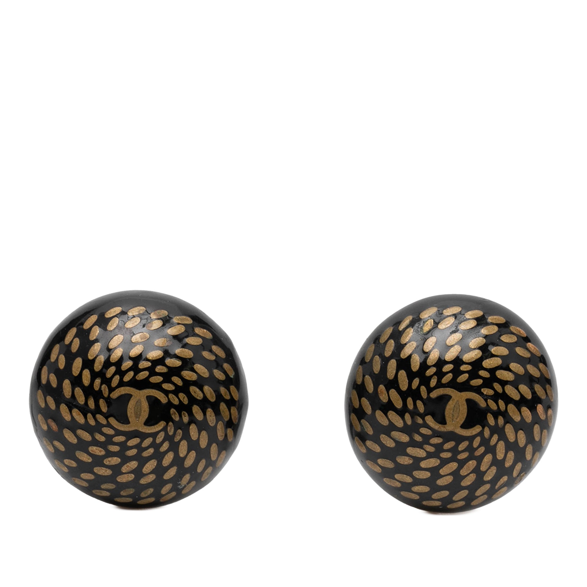 CC Resin and Gold Plated Button Clip On Earrings