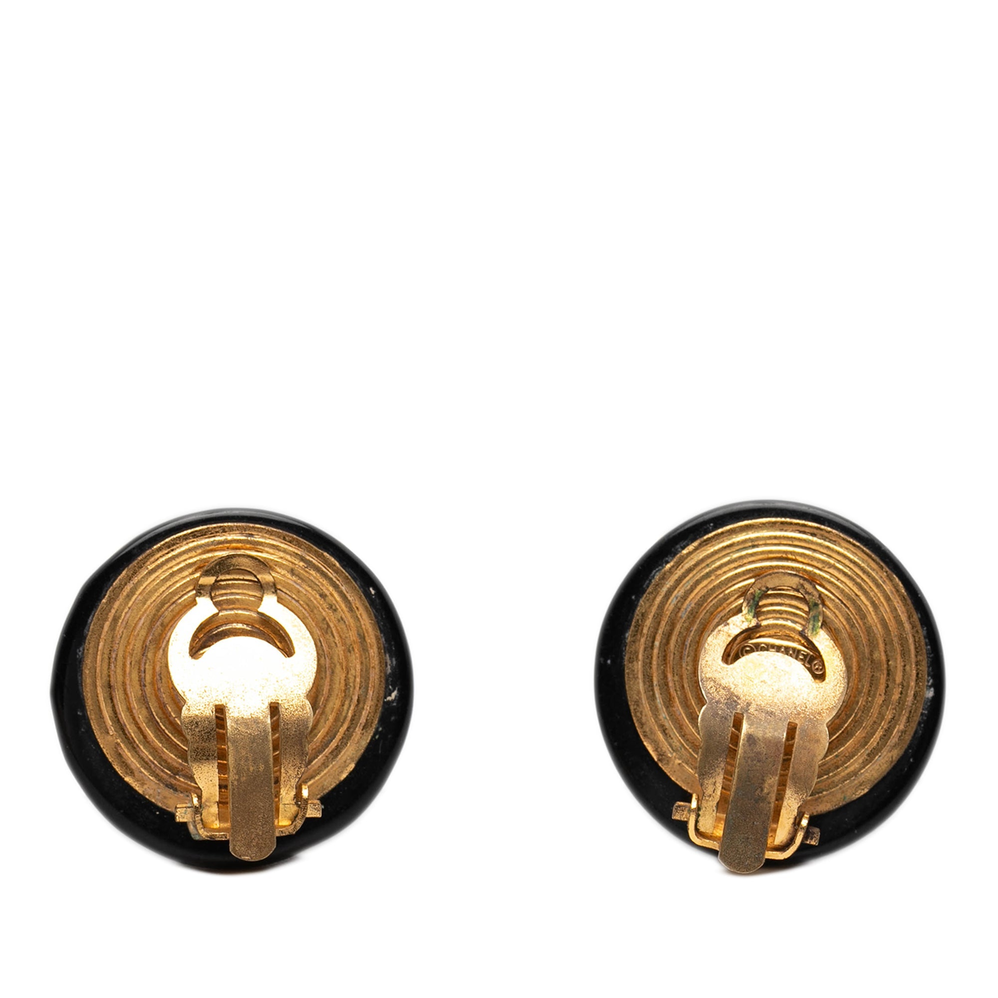 CC Resin and Gold Plated Button Clip On Earrings