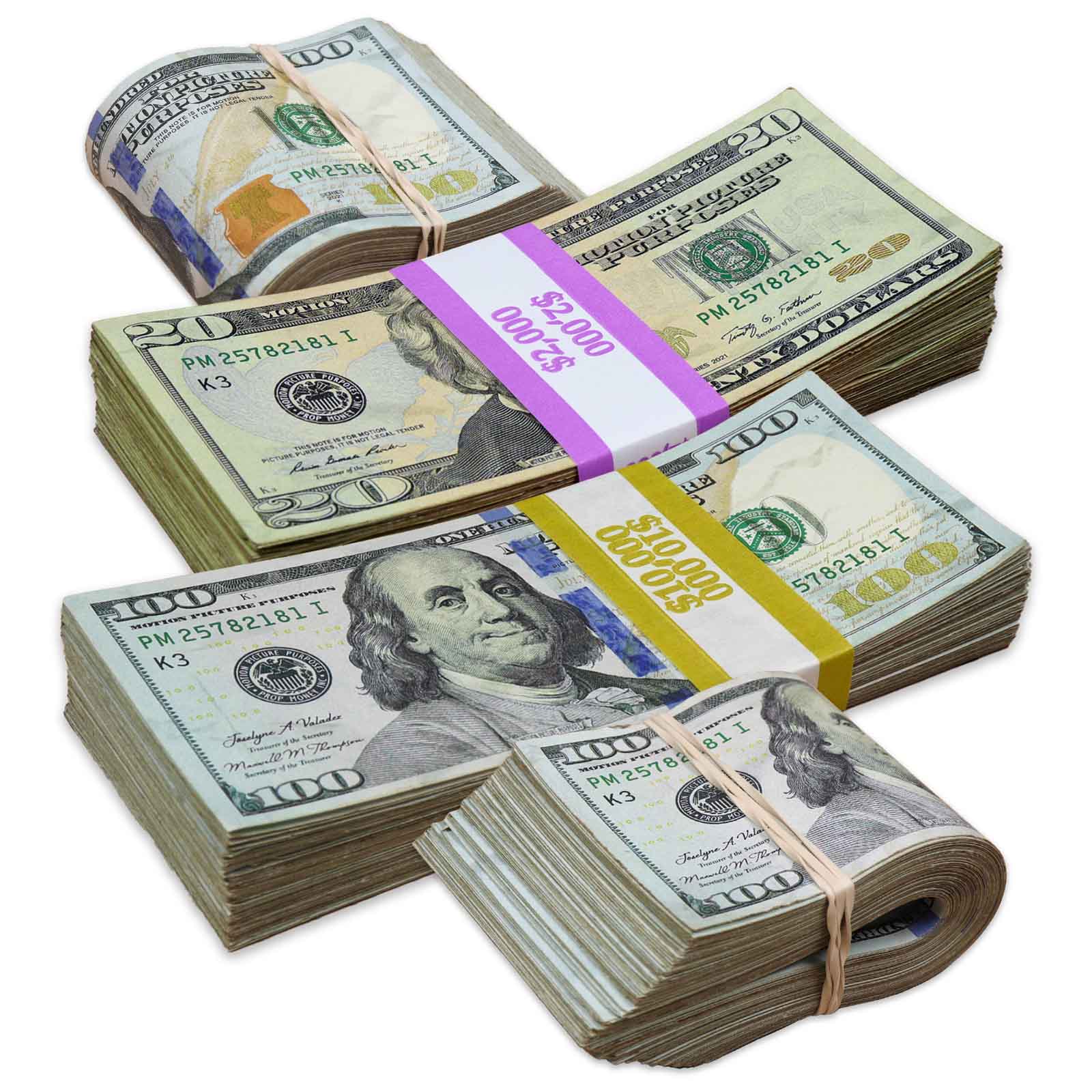$32,000 RealAged® Full Print New Series Stacks & Bands Pack By Prop Money Inc.