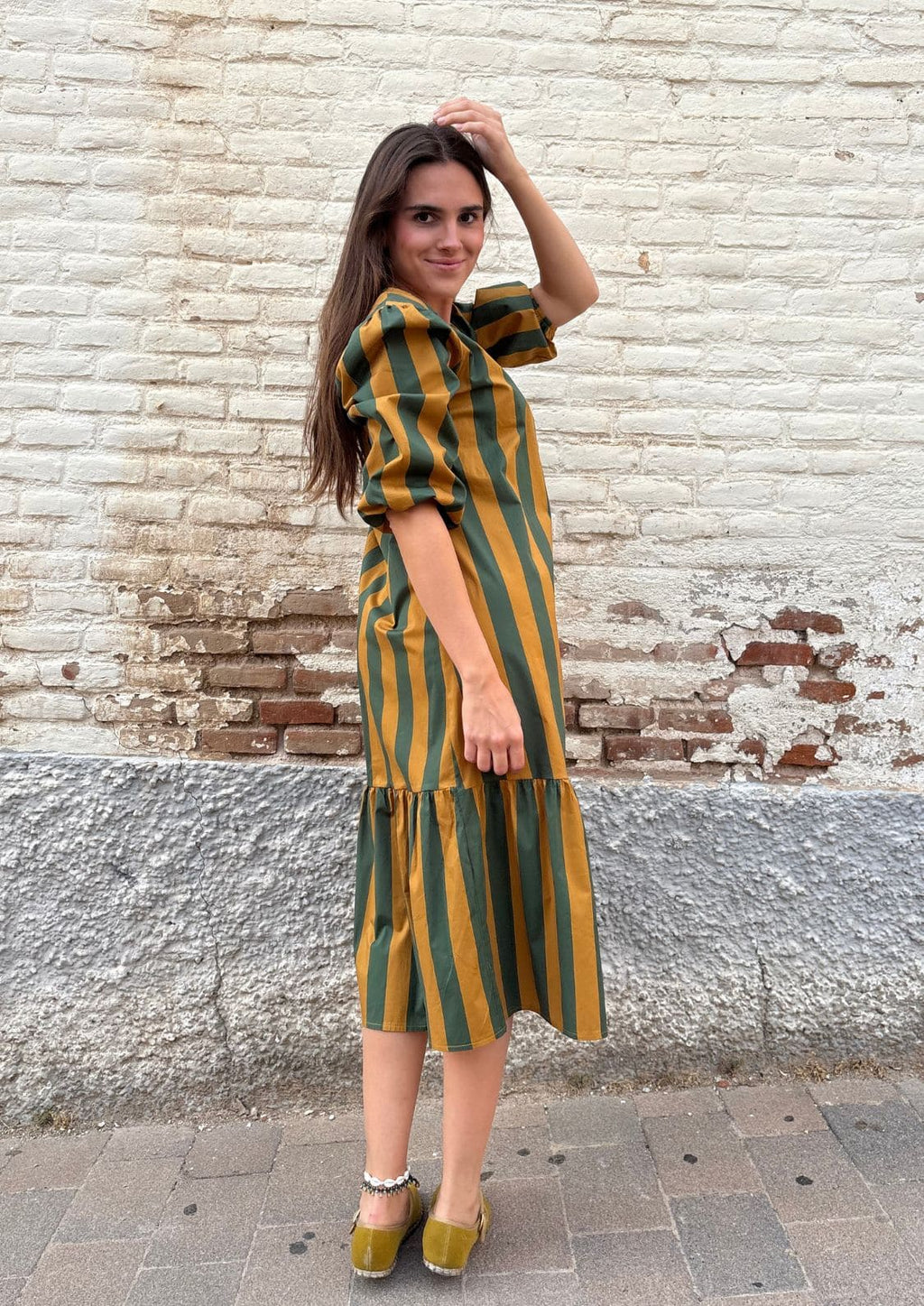 Vestido Copenhague - Verde/mostaza