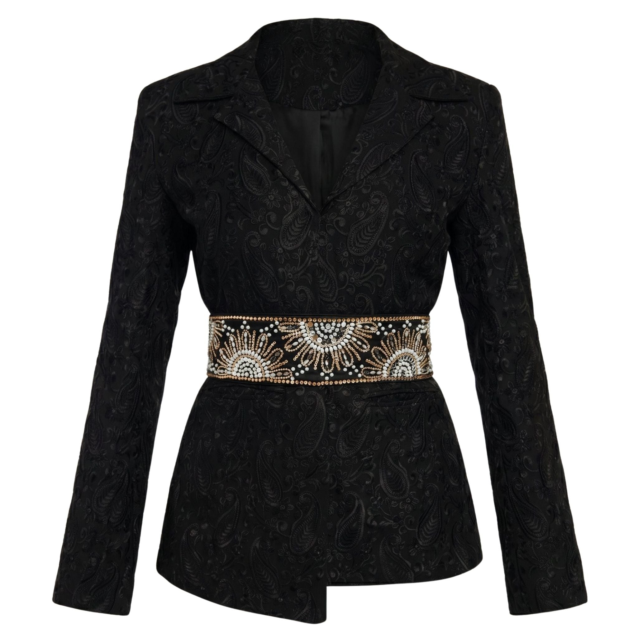 Black Paisley Textured Blazer | PR Sample