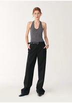 German Yangzi 48S machine washable wool all-match halter neck jumpsuit for women