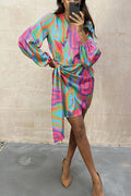 Moxi Long Sleeve Printed Wrap Dress
