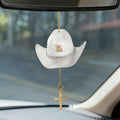 Personalizada Sombrero de Vaquero Circón Inicial Virgen María Cruz Coche Charm Espejo Retrovisor Decoración Comunión Bautizo Regalo religioso para los conductores cristianos