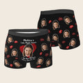 Personalizado Funny Face Photo Brief Boxer Ropa interior de los hombres con el nombre del Día de San Valentín Aniversario Cumpleaños de regalo para el marido Novio