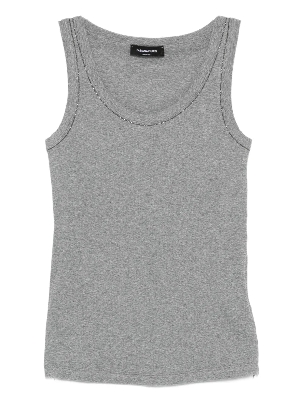 Fabiana Filippi Crystal-Embellished Scoop-Neck Tank Top — grey