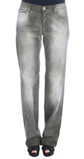 Women's Gray Cotton Blend Loose Fit Boyfriend Jeans Clothing