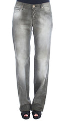 Women's Gray Cotton Blend Loose Fit Boyfriend Jeans Clothing