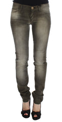 Women's Gray Wash Cotton Blend Slim Fit Jeans Clothing