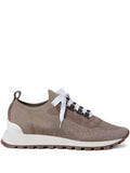 Brunello Cucinelli Knit and Suede Sneaker — taupe