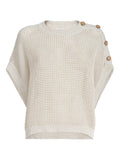 Brunello Cucinelli Open-Knit with Shoulder Buttons Sweater — Beige