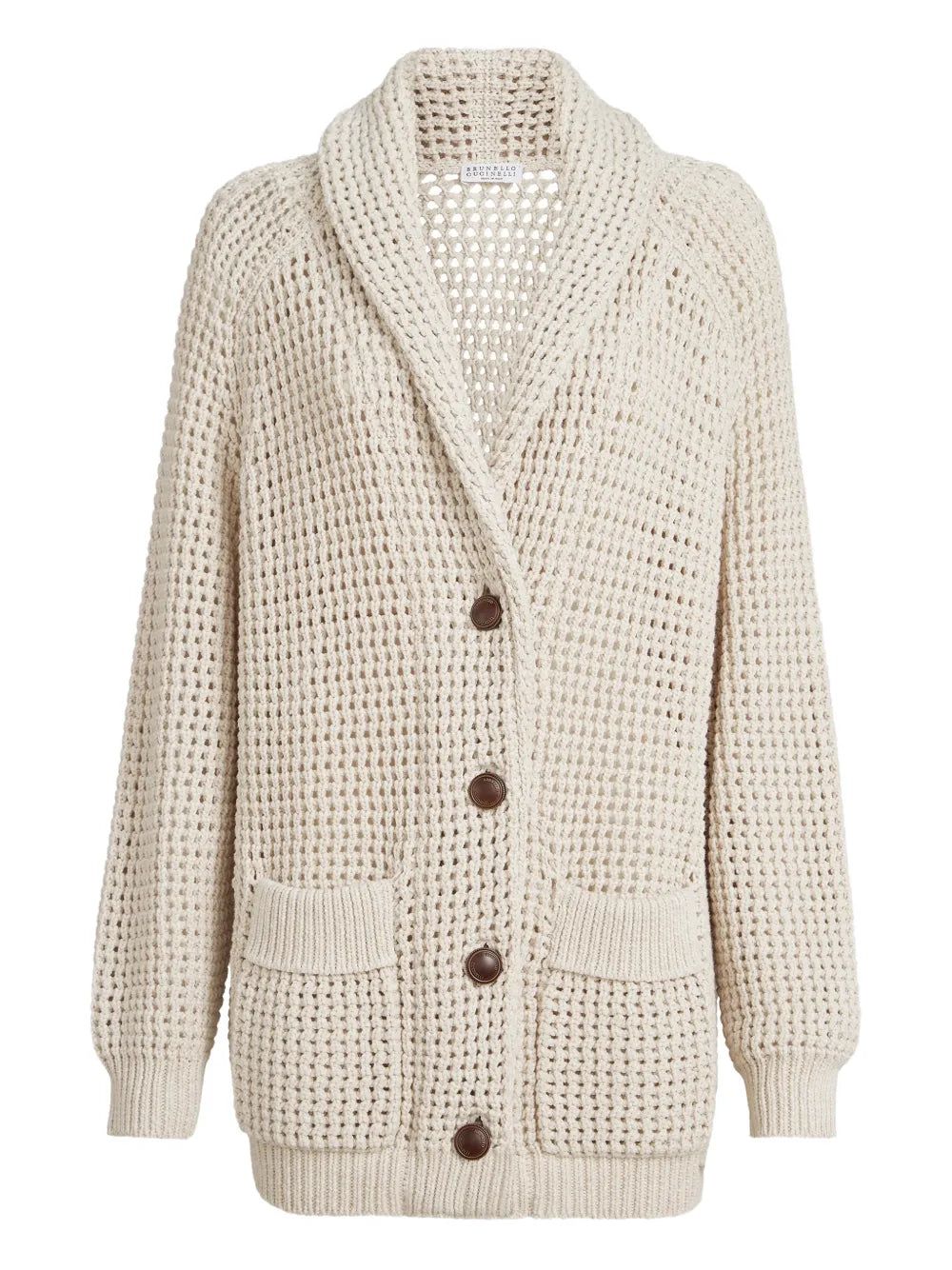 Brunello Cucinelli Open-Knit Cardigan — Cream