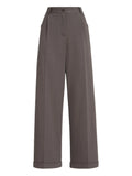Brunello Cucinelli Wide-Leg Buttoned Trousers — Taupe