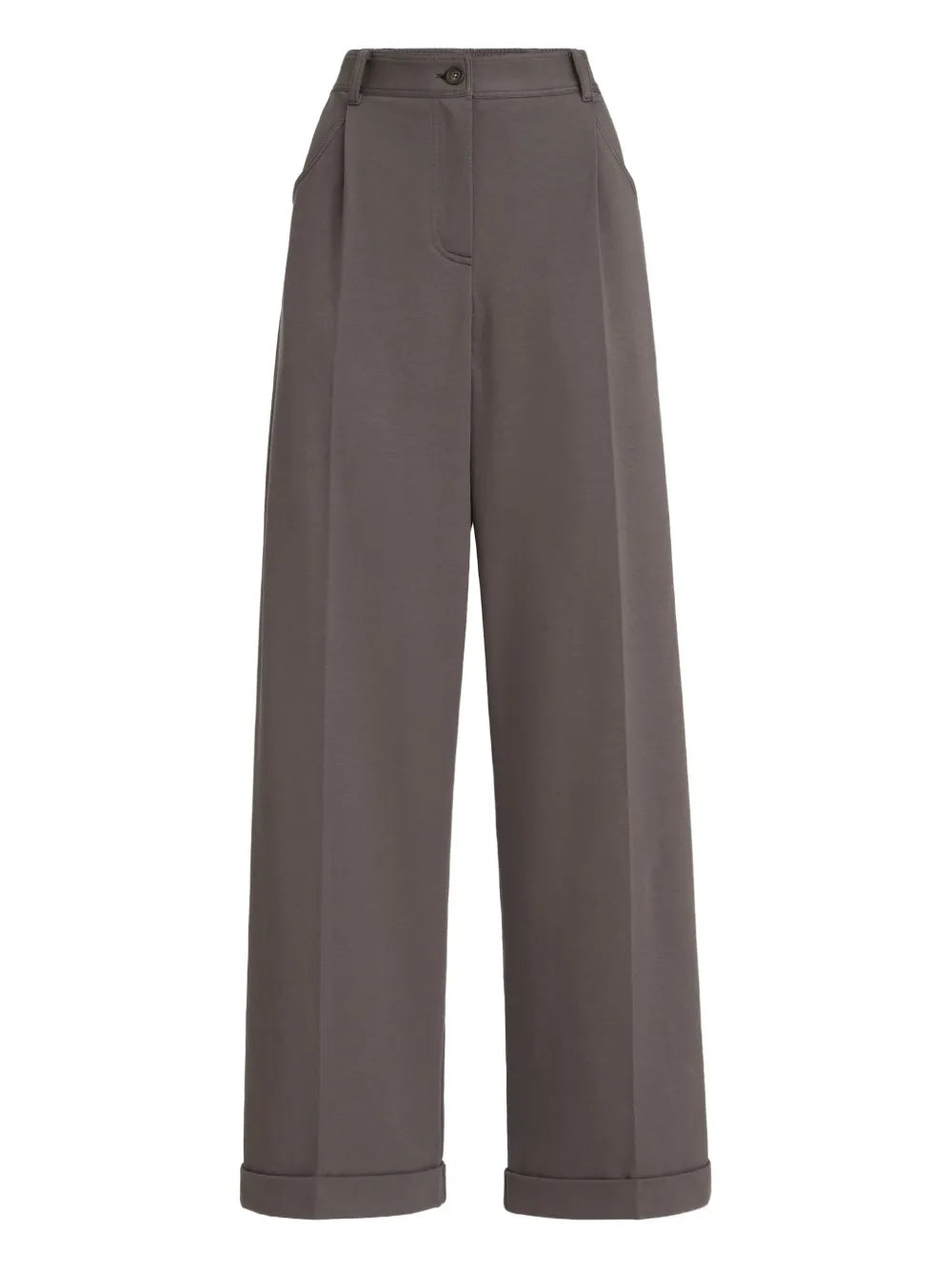 Brunello Cucinelli Wide-Leg Buttoned Trousers — Taupe