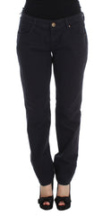 Women's Blue Cotton Blend Casual Fit Pants