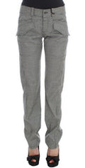 Women's Checkered Cotton Blend Trousers Black