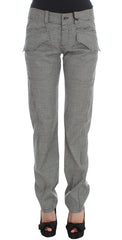 Women's Checkered Cotton Blend Trousers Black