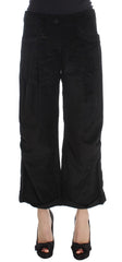 Women's Black Velvet Cotton Capri Bootcut Pants