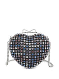Self-Portrait Crystal-Embellished Heart-Shaped Clutch — Black