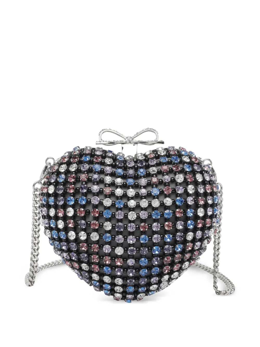 Self-Portrait Crystal-Embellished Heart-Shaped Clutch — Black