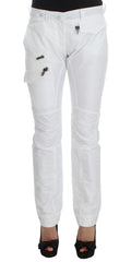 Women's White Nylon Padded Slim Fit Cargo Pants
