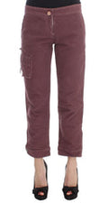 Women's Bordeaux Cotton Cropped Cargo Pants