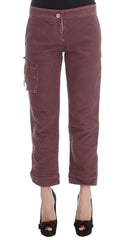 Women's Bordeaux Cotton Cropped Cargo Pants