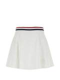 Brunello Cucinelli Striped-Trim A-Line Skirt — White
