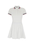 Brunello Cucinelli Striped-Trim A-Line Mini Dress — White
