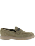 Brunello Cucinelli Monili-Detail Suede Loafer — Khaki