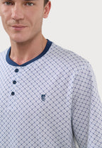 Pijama Hombre Corto Tapeta Algodón Punto Estampado - Azul 3310_39