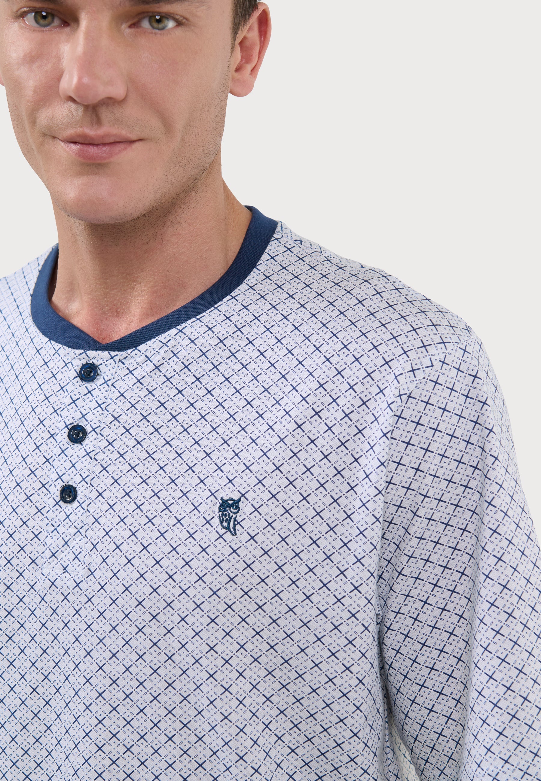 Pijama Hombre Corto Tapeta Algodón Punto Estampado - Azul 3310_39