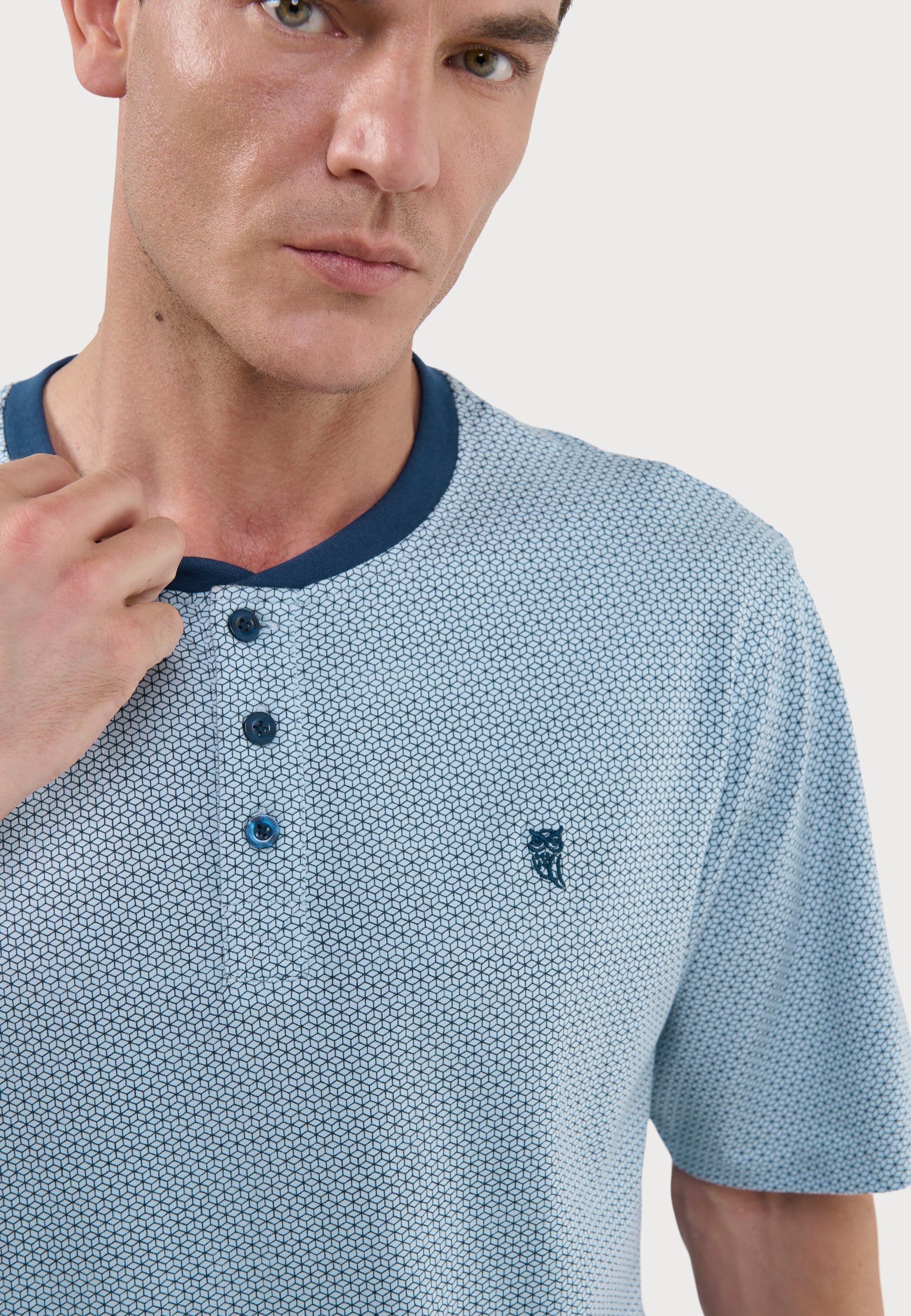 Pijama Hombre Corto Tapeta Algodón Punto Estampado - Azul 3311_39