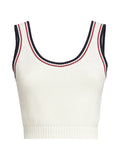 Brunello Cucinelli Striped-Trim Piqué Cotton Tank Top — White
