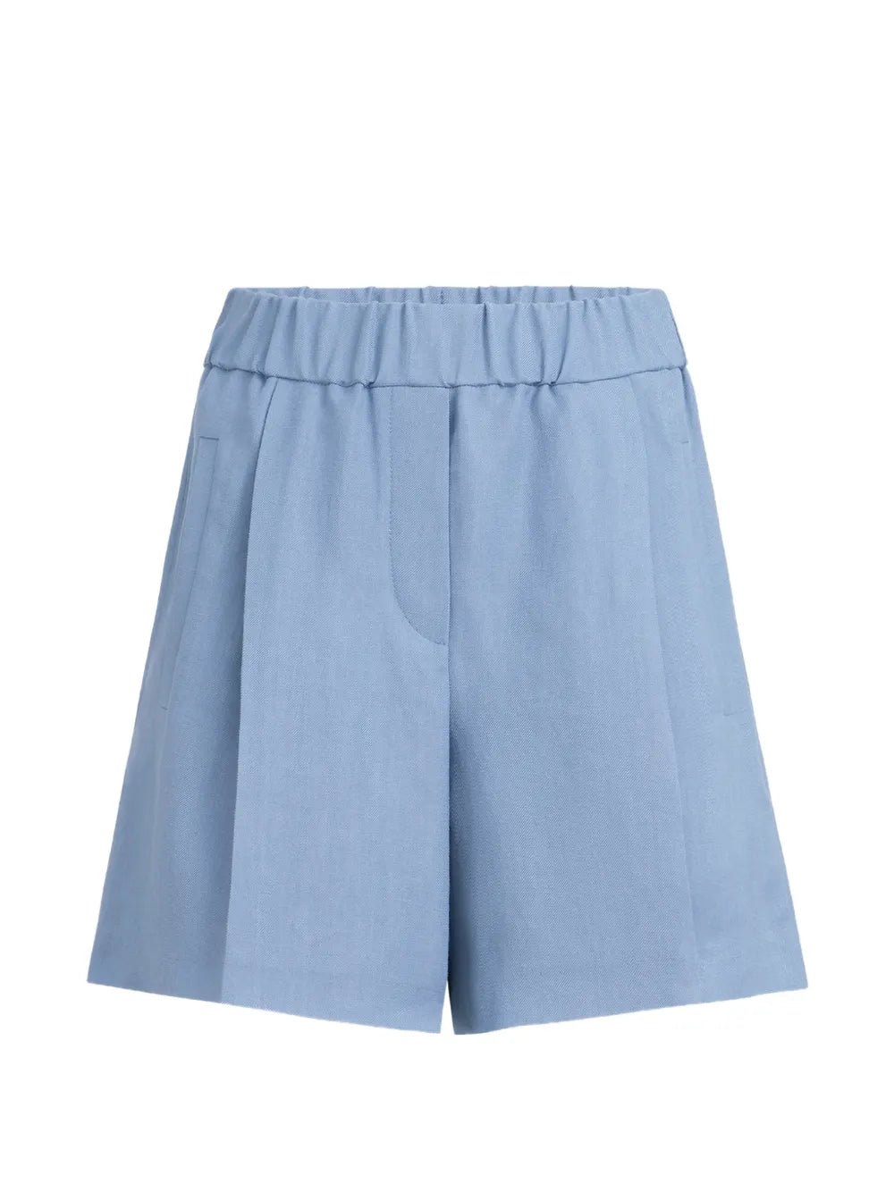 Brunello Cucinelli Viscose and Linen Twill Shorts — Blue
